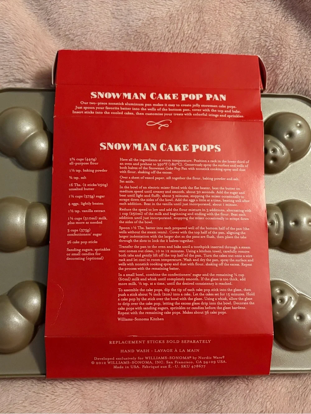 Williams Sonoma Snowman Cake Pop Pan - Red and Silver